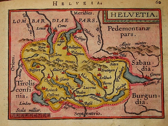 Ortelius Abraham (1528-1598) Helvetia 1601 Anversa, apud Ioannem Bapt. Vrientum